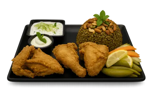 17- Halbes Broasted-Hähnchen mit Freekeh