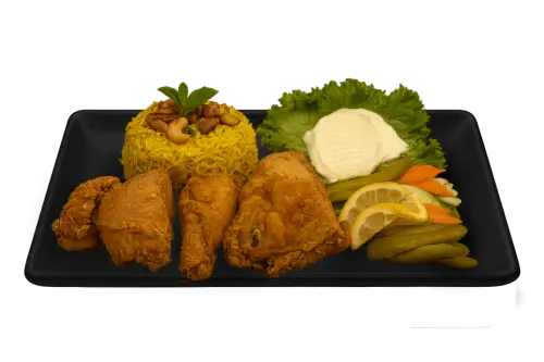 18- Halbes Broasted-Hähnchen mit Reis